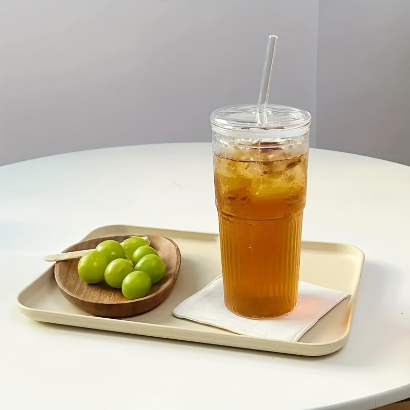 2-Pack Glass Tumbler Set with Lids and Straws, 650ml - Leakproof, Reusable Transparent Drinkware for Iced Coffee, Smoothies - Ideal for Office, Camping, Home Use - Gift-Friendly