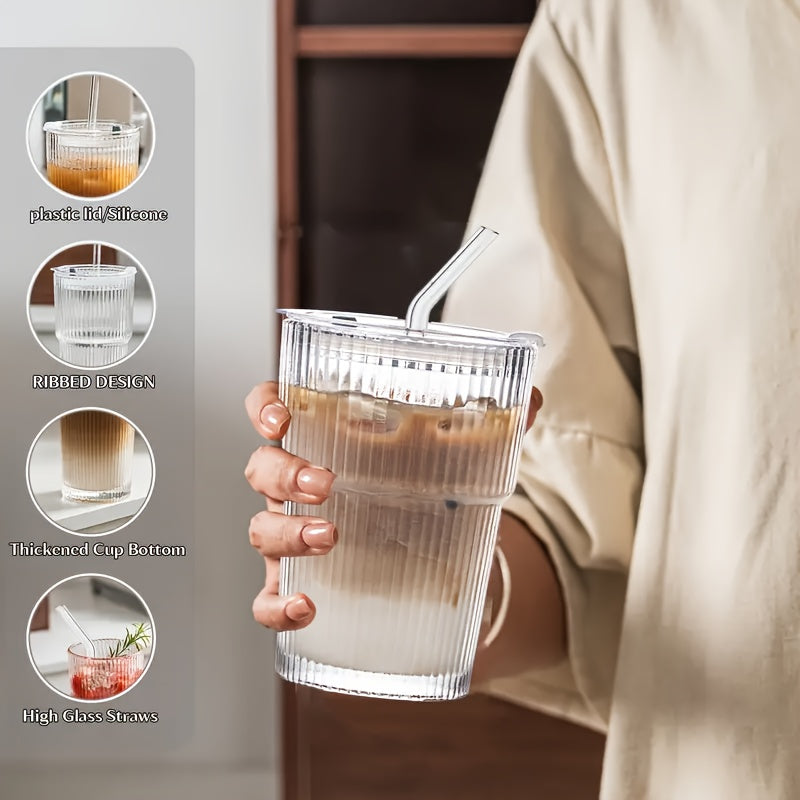 12 OZ Iced Coffee Cups With Lids And Straws Set Of 6, Unbreakable Plastic Drinking Glasses Reusable Iced Coffee Glass To Go Cup For Iced Tea, Juice, Water, BPA Free, Dishwasher Safe