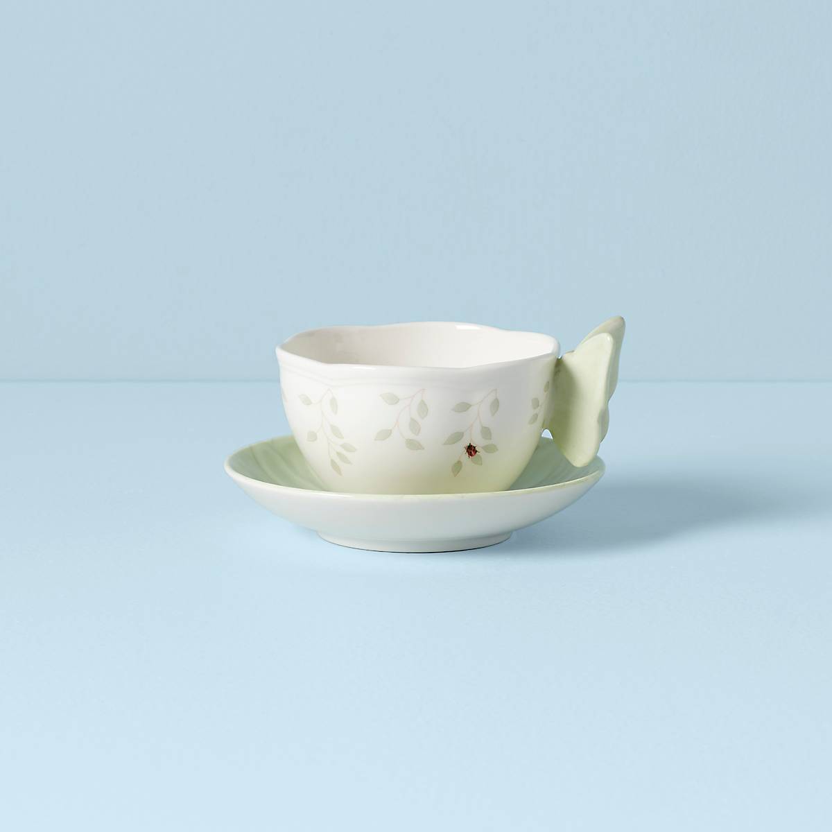 Butterfly Meadow Floral Green Cup and Saucer