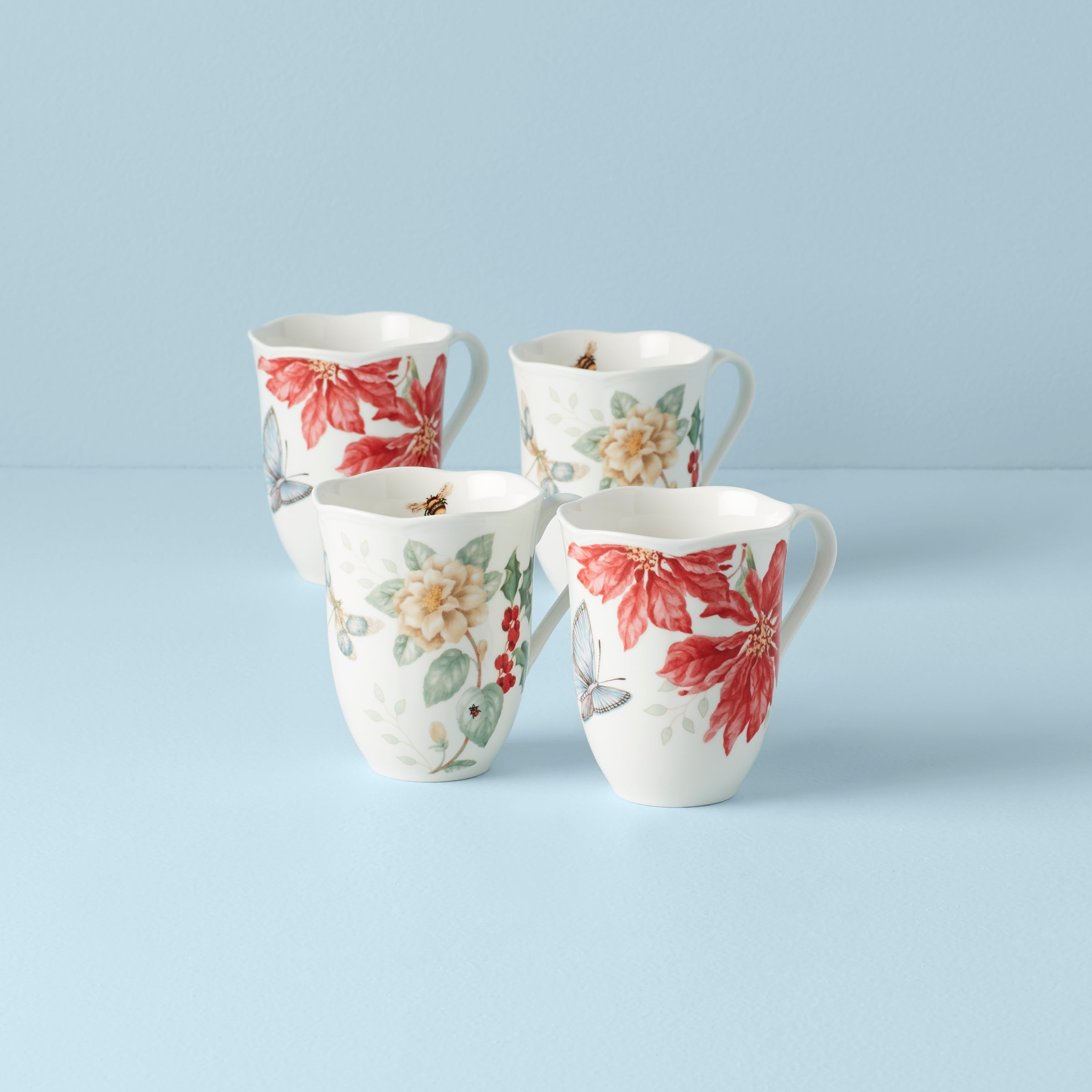 Butterfly Meadow Holiday Mugs - Set of 4