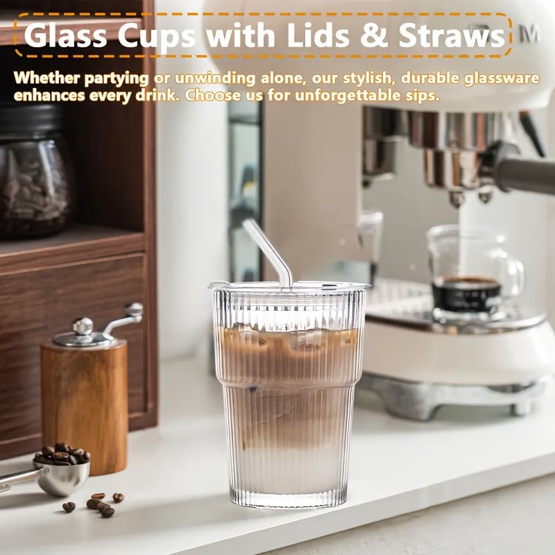 12 OZ Iced Coffee Cups With Lids And Straws Set Of 6, Unbreakable Plastic Drinking Glasses Reusable Iced Coffee Glass To Go Cup For Iced Tea, Juice, Water, BPA Free, Dishwasher Safe