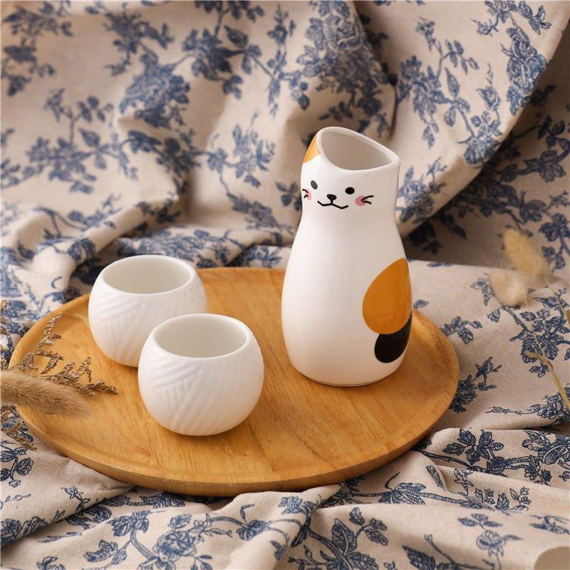 Japanese Ceramic Kitten Sake Sets