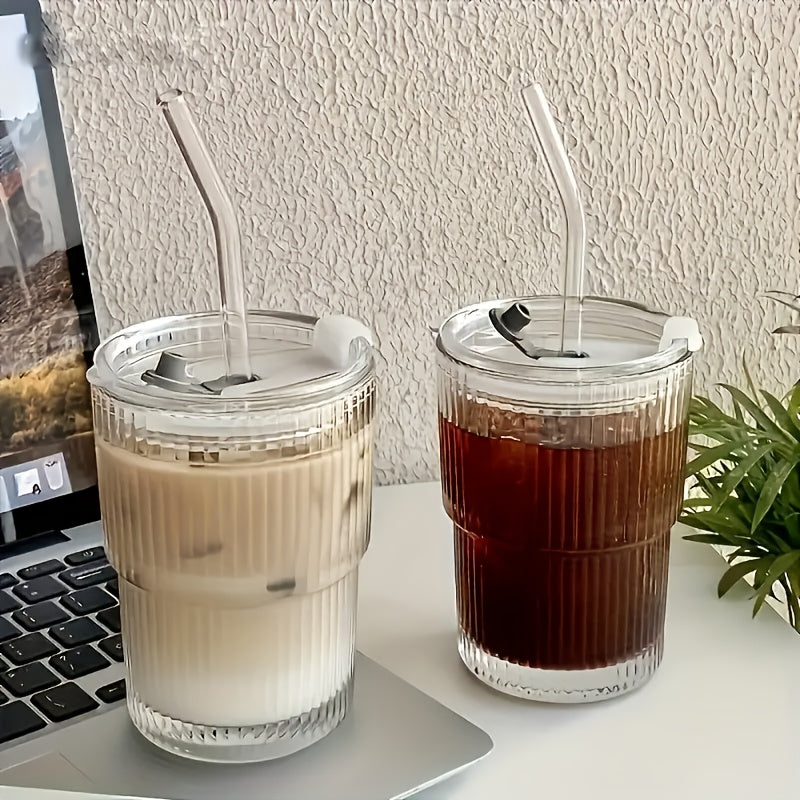 12 OZ Iced Coffee Cups With Lids And Straws Set Of 6, Unbreakable Plastic Drinking Glasses Reusable Iced Coffee Glass To Go Cup For Iced Tea, Juice, Water, BPA Free, Dishwasher Safe
