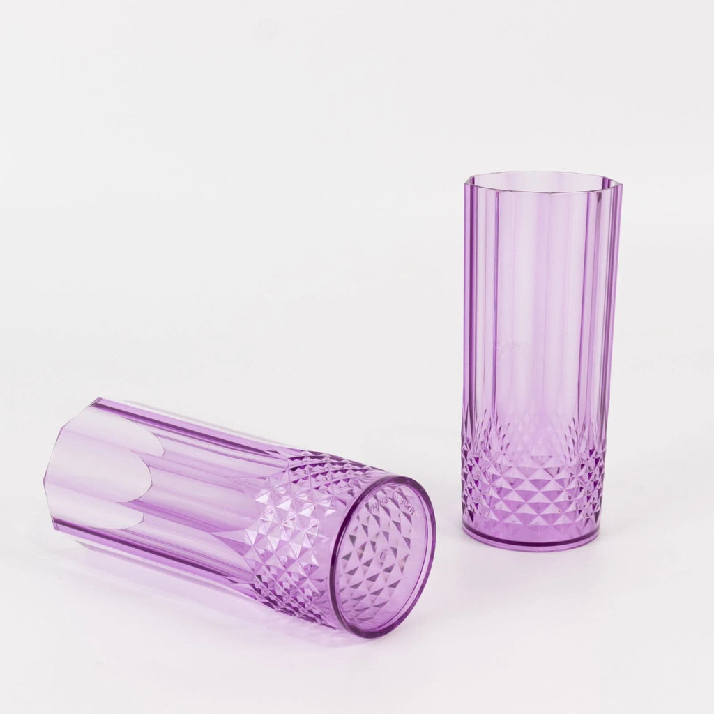 6 Purple 14 oz Crystal Plastic Drinking Glasses Party Events Tableware Supplies | eBay