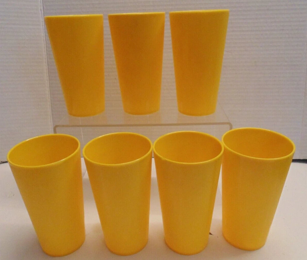 Vintage Set of 6 Yellow Retro Hard Plastic Drinking Glasses Tumblers 5.25" Tall | eBay