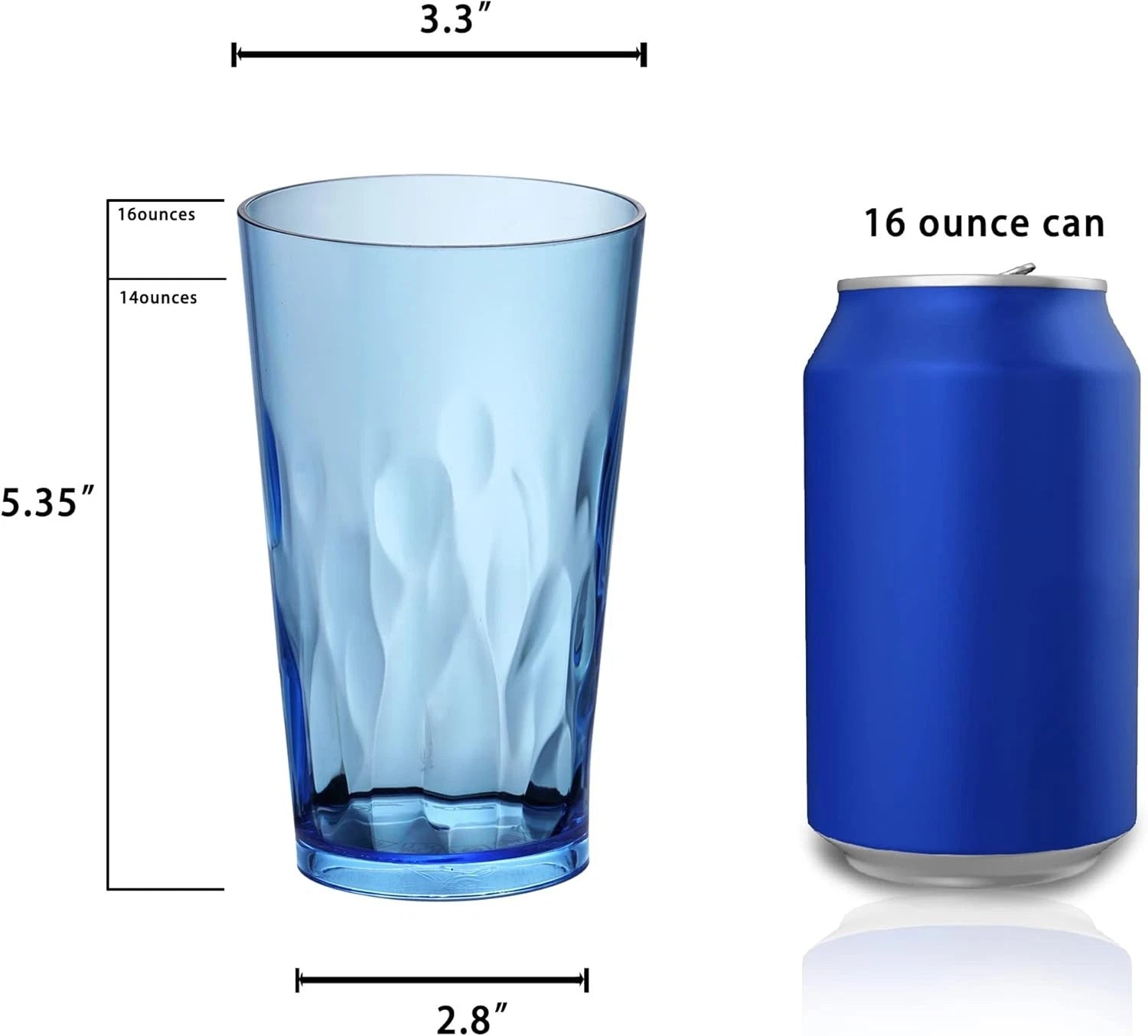 Unbreakable Plastic Drinking Glasses [Set of 6] 6 Count (Pack 1), Blue16OZ | eBay