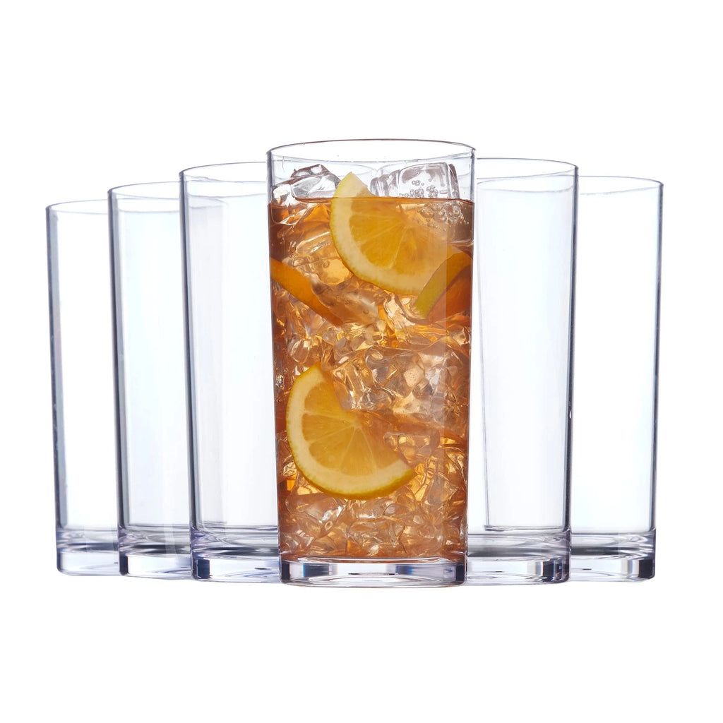 Classic Clear Plastic Reusable Drinking Glasses (Set of 6) 24oz Iced-Tea Cups... | eBay