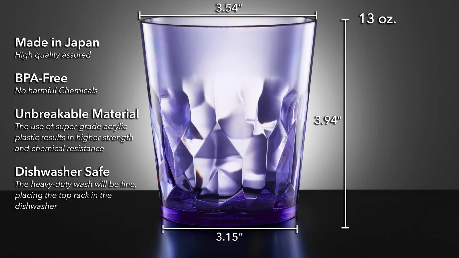 - 13oz Unbreakable Premium Drinking Glasses Set of 6 - Made in Japan - Super ... 641945603491| eBay