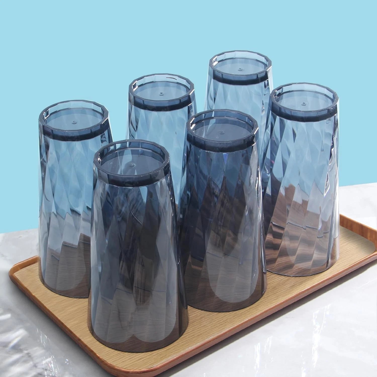 Unbreakable Plastic Drinking Glasses, Set of 6, Shatterproof 20oz, Grev | eBay