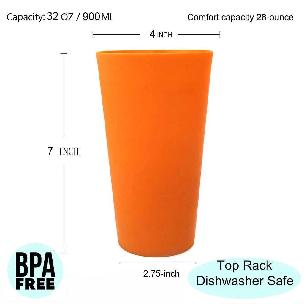 32-Ounce Plastic Tumblers Large Drinking Glasses, Set of 6 Multicolor | eBay