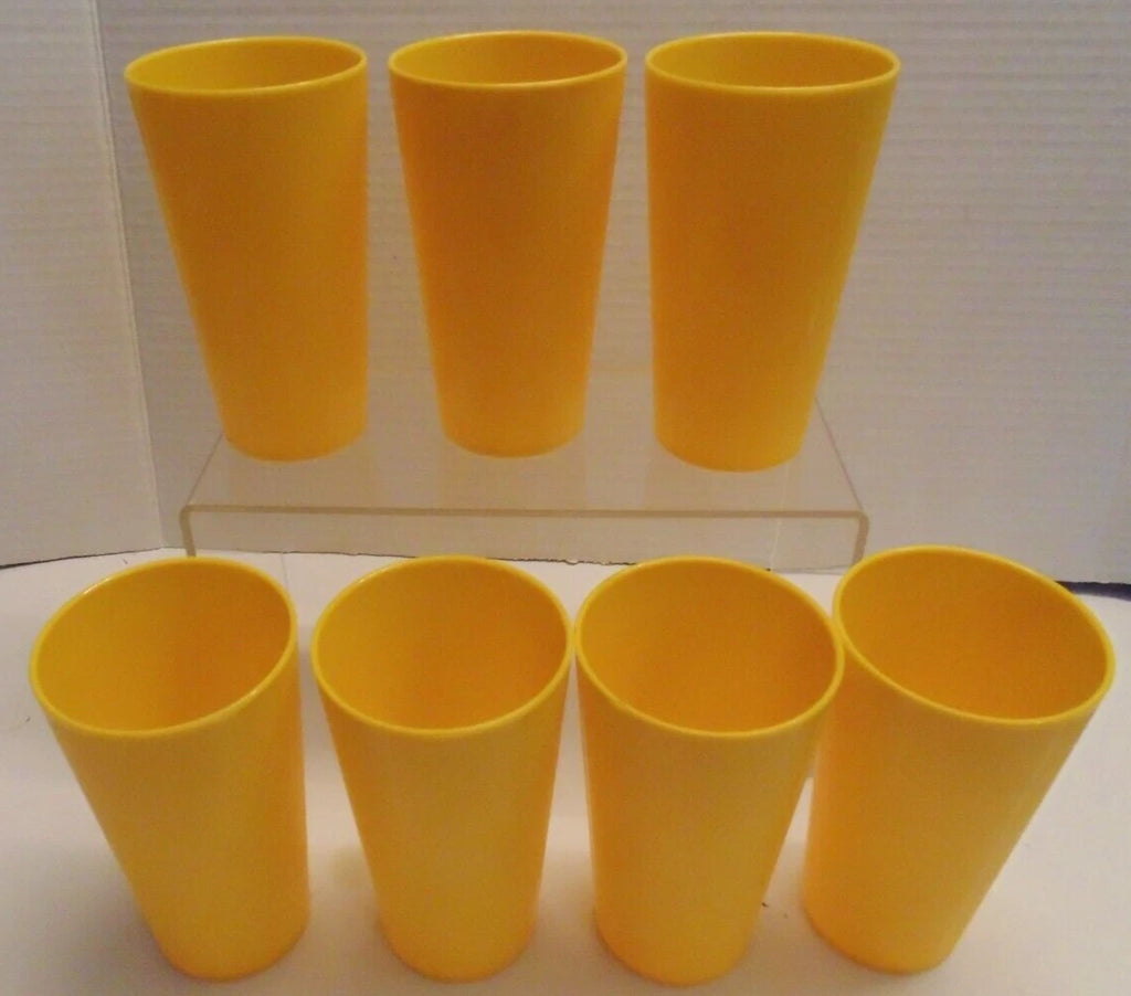Vintage Set of 6 Yellow Retro Hard Plastic Drinking Glasses Tumblers 5.25" Tall | eBay
