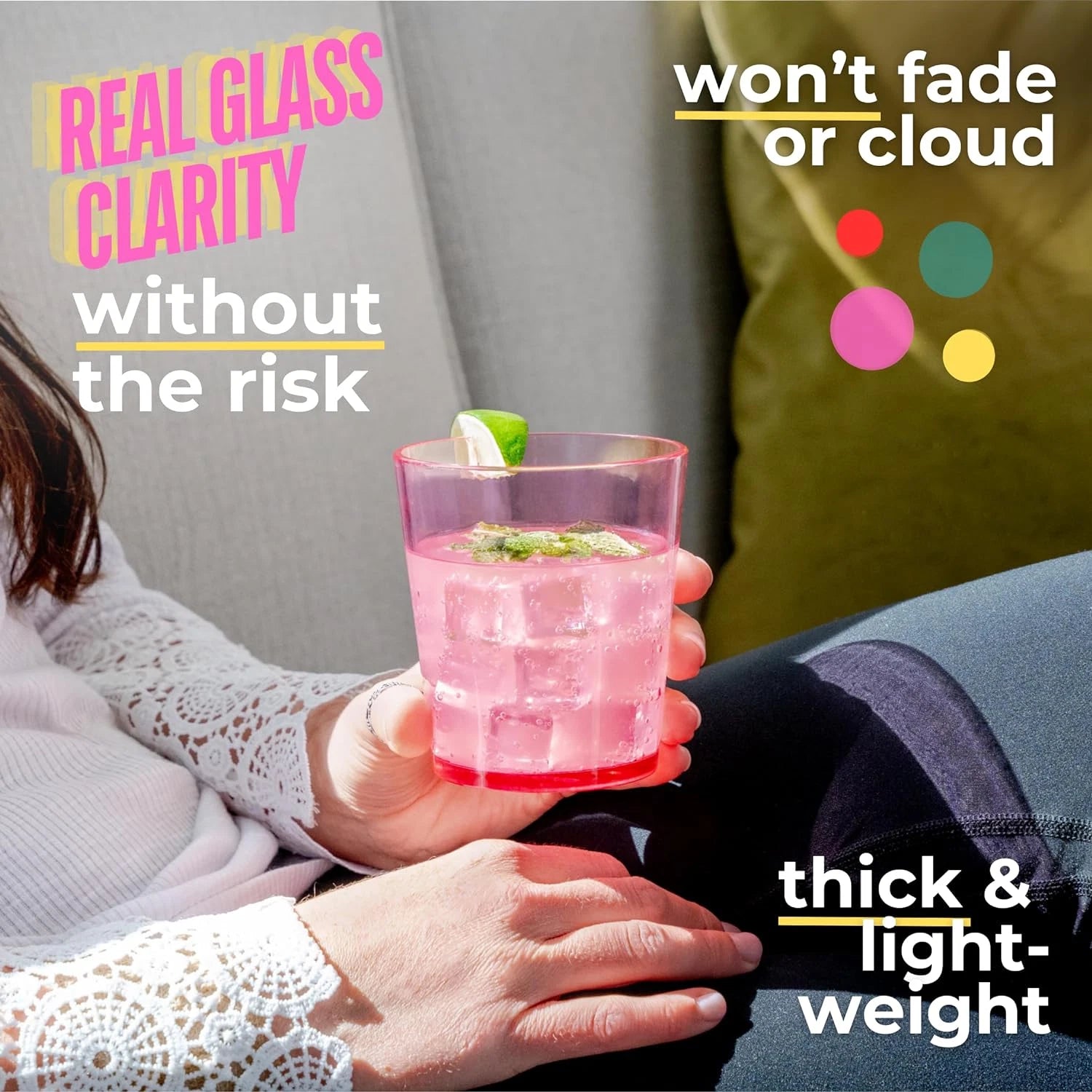 13 Oz Unbreakable Premium Plastic Drinking Glasses Set of 6 Assorted Colors | eBay
