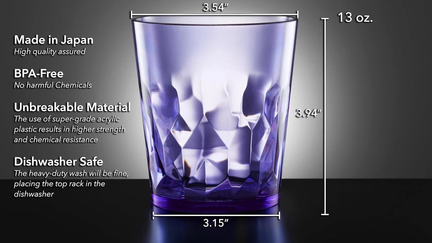 13oz Unbreakable Premium Drinking Glasses Set of 6 | eBay