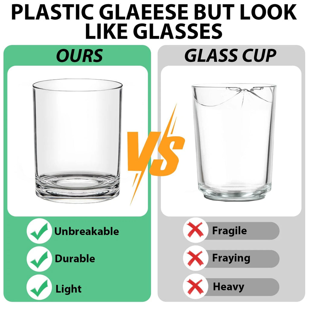 12oz Plastic Drinking Glasses Set Of 6 Dishwasher Safe Reusable Plastic Water Tu | eBay