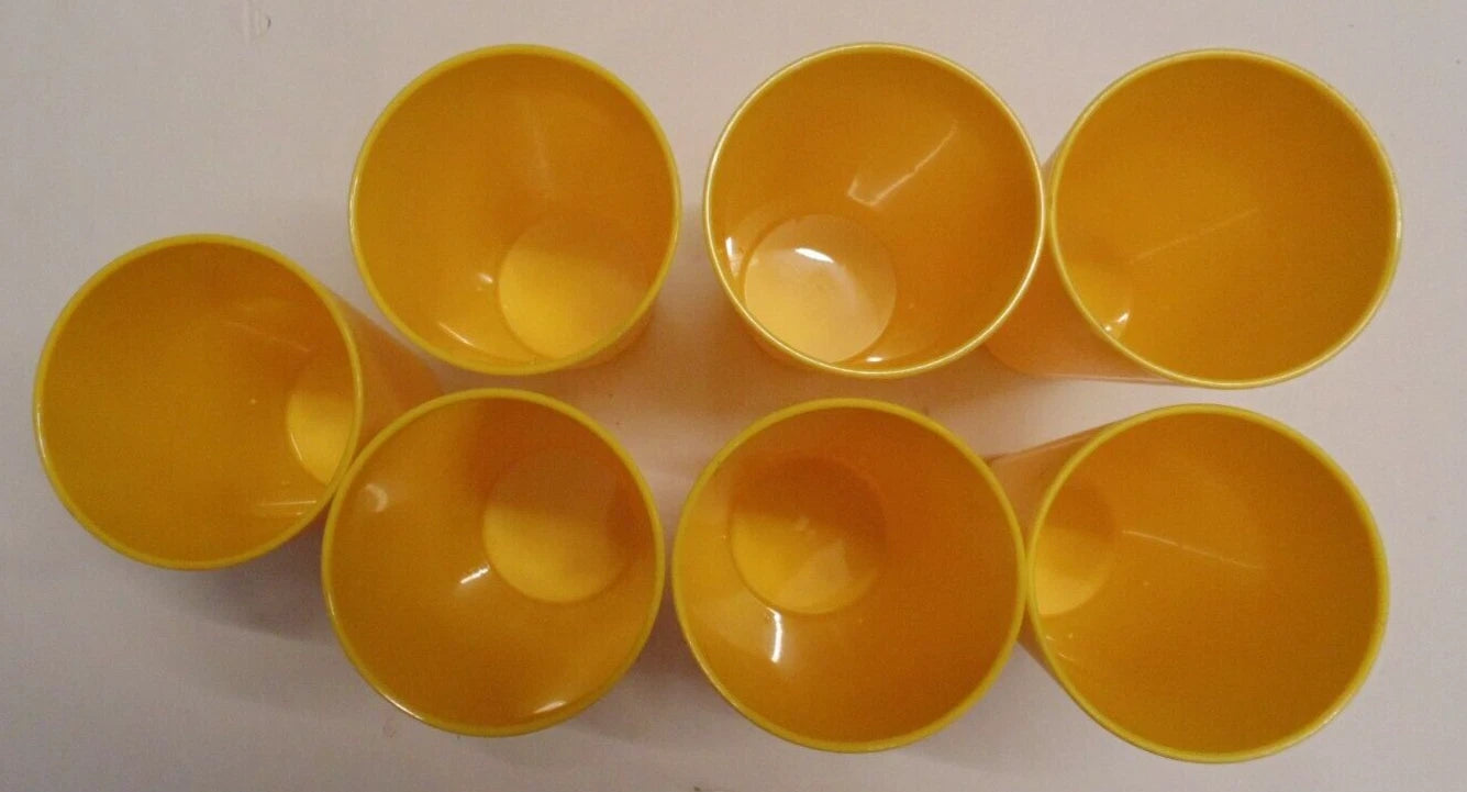 Vintage Set of 6 Yellow Retro Hard Plastic Drinking Glasses Tumblers 5.25" Tall | eBay