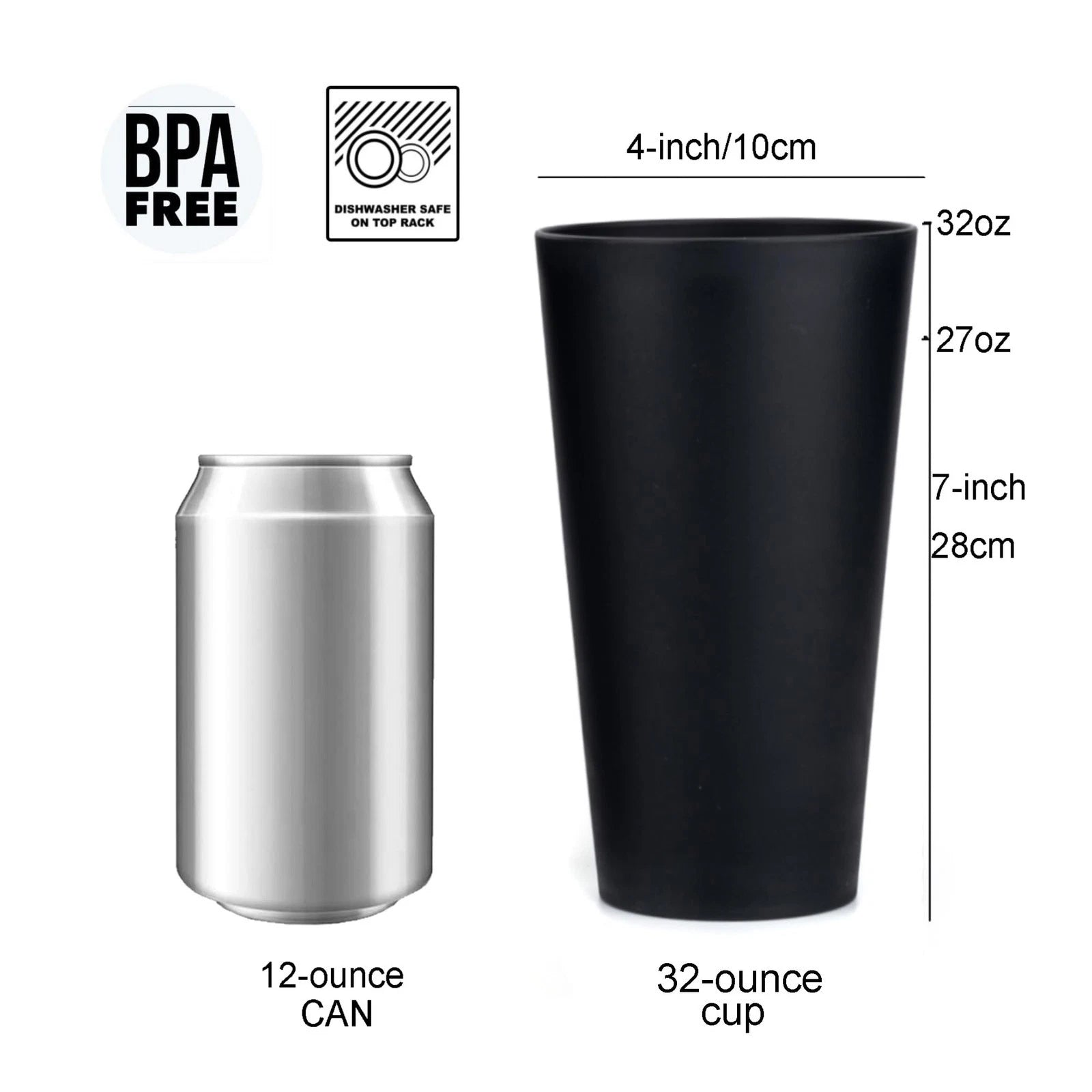 32-ounce Plastic Tumblers Large Drinking Glasses, set of 6 Black | eBay