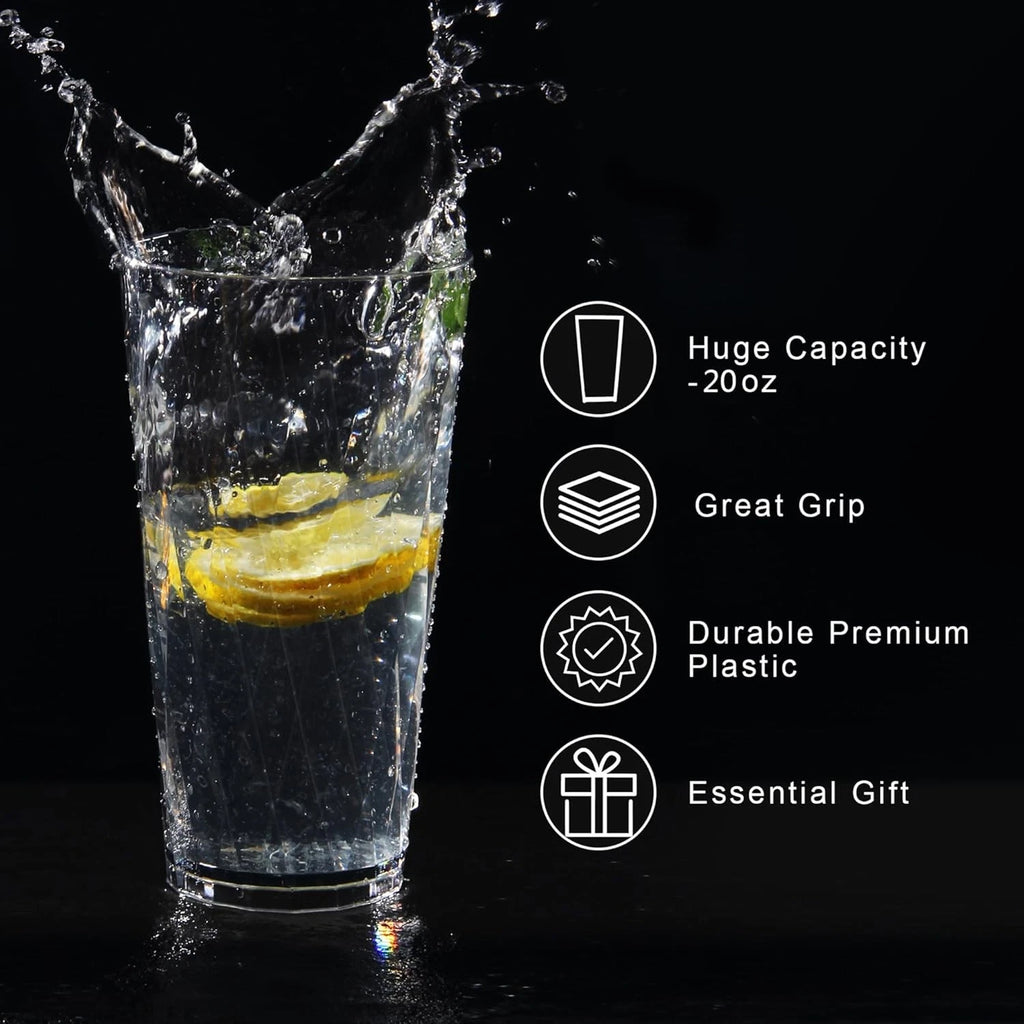 unbreakable Plastic Drinking Glasses,Set of 6, Shatterproof 20oz, Clear | eBay