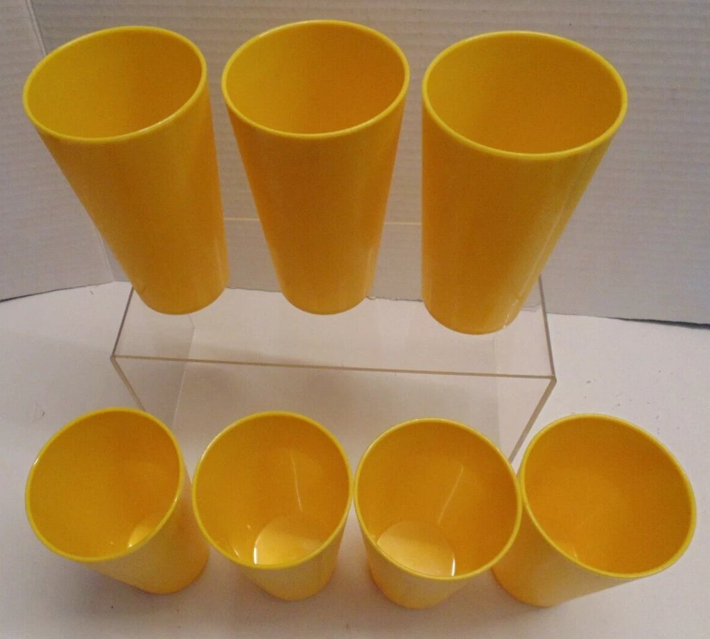 Vintage Set of 6 Yellow Retro Hard Plastic Drinking Glasses Tumblers 5.25" Tall | eBay
