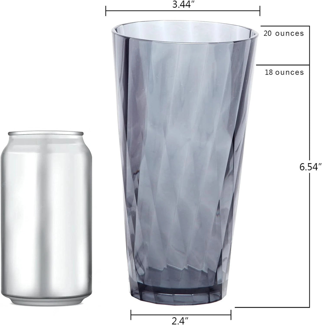 Unbreakable Plastic Drinking Glasses, Set of 6, Shatterproof 20oz, Grev | eBay
