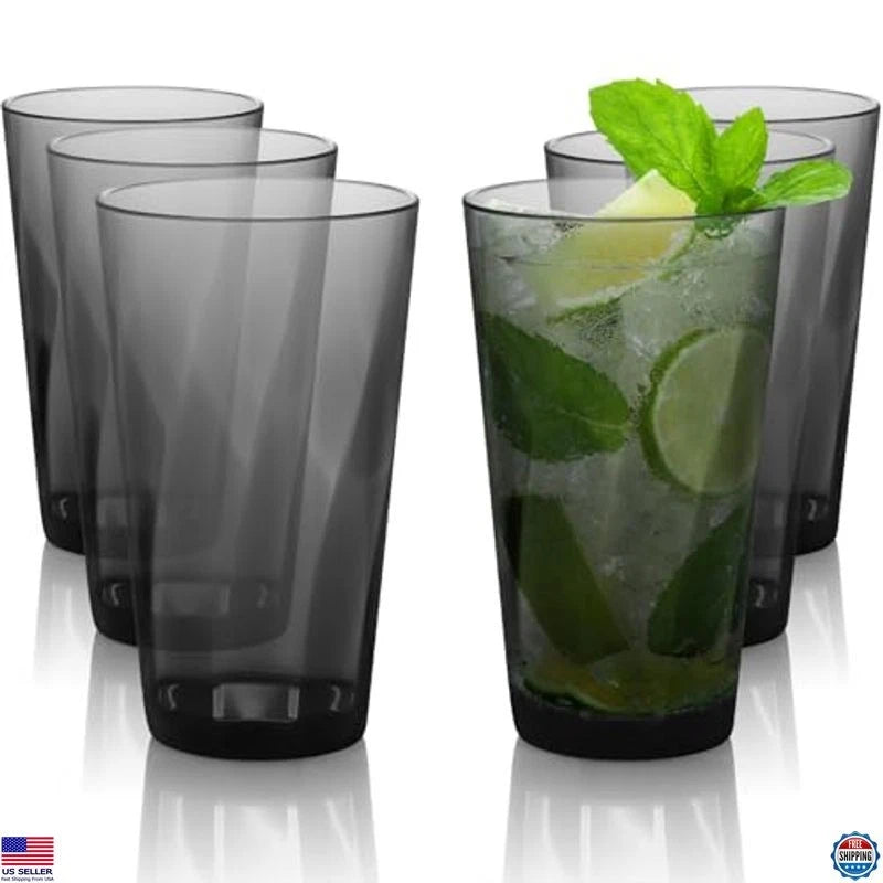 20 oz Reusable Plastic Drinking Glasses Set of 6 Unbreakable BPA-Free Tumblers | eBay