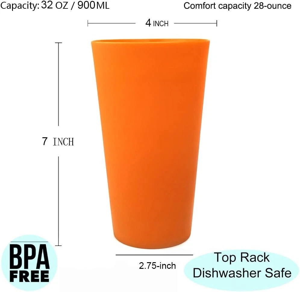 32-ounce Plastic Tumblers Large Drinking Glasses, set of 6 Multicolor | eBay
