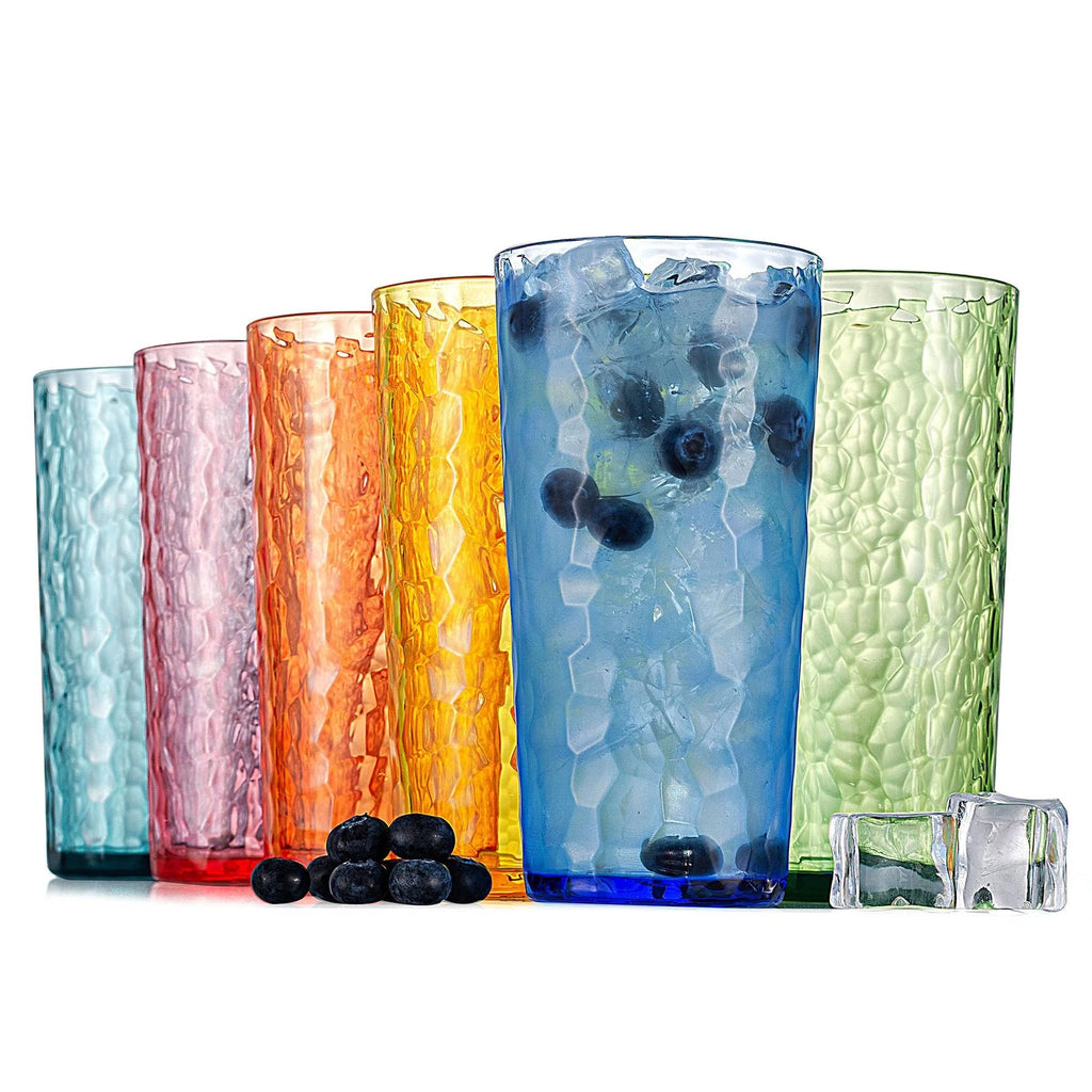 Hammered 24-ounce Plastic Tumbler Acrylic Glasses Drinking Cups, set of 6 Mul... | eBay