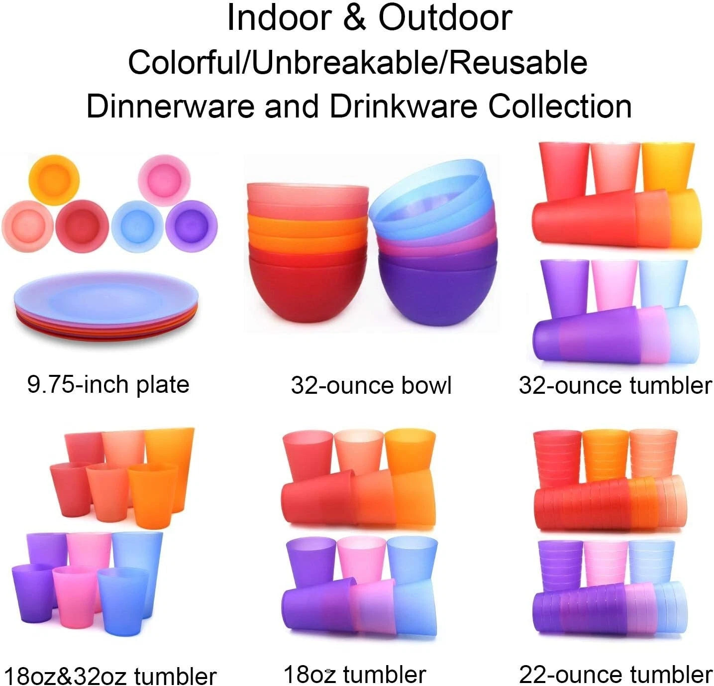 32-ounce Plastic Tumblers/Large Drinking Glasses/Party Cups/Iced Tea Glasses Set | eBay